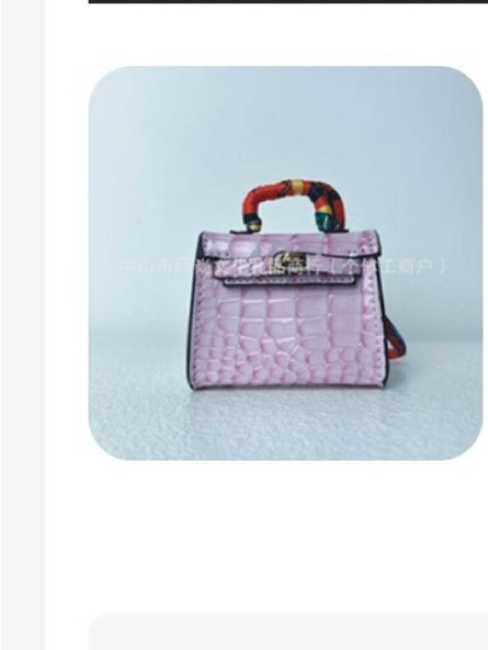 Croc-Embossed Mini Top-Handle Bag in Light Pink